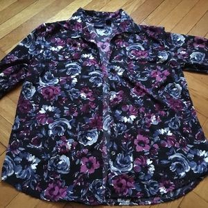 Floral silky women’s button up shirt